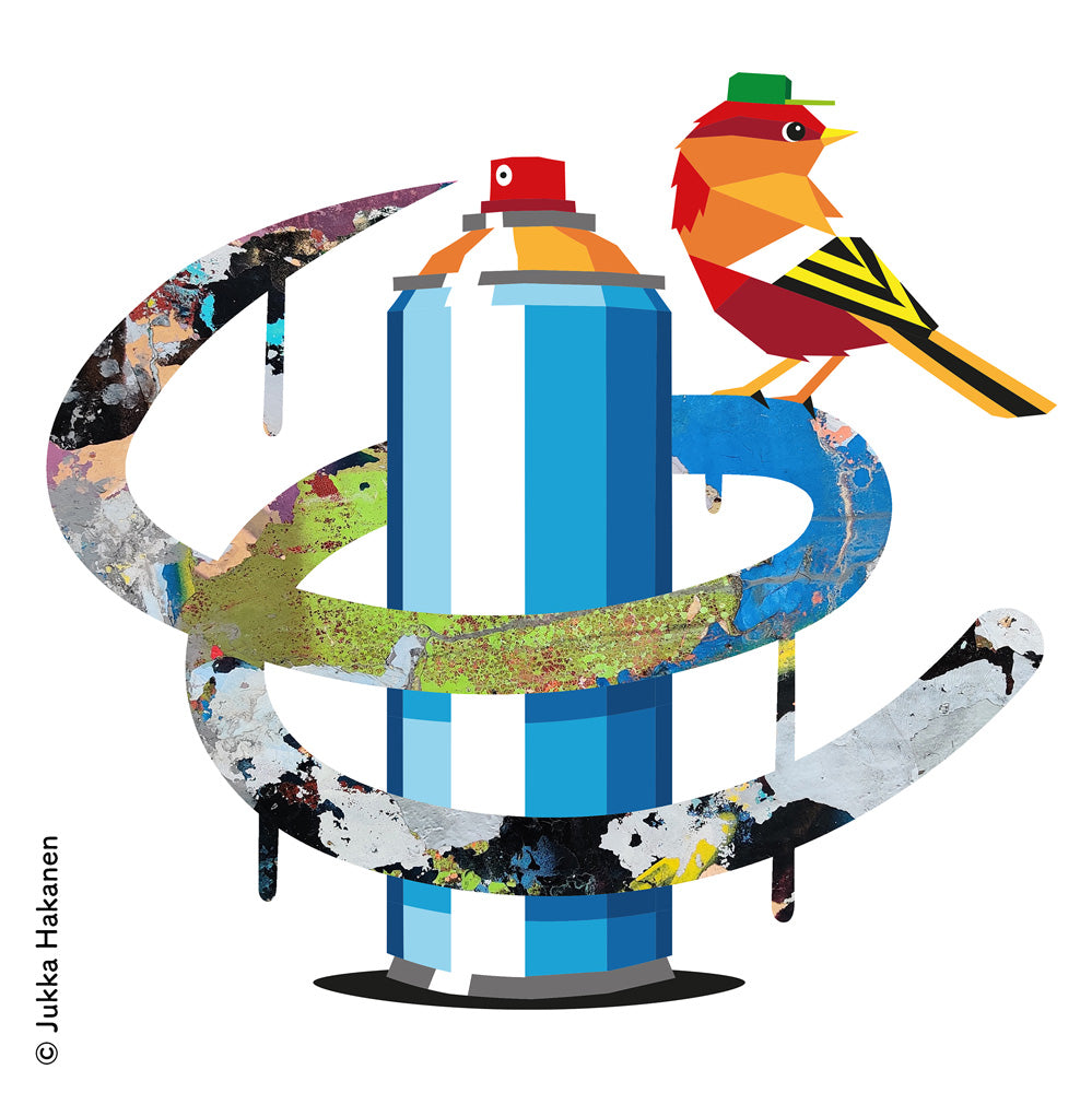 T-paita Jukka Hakasen teoksella Spray