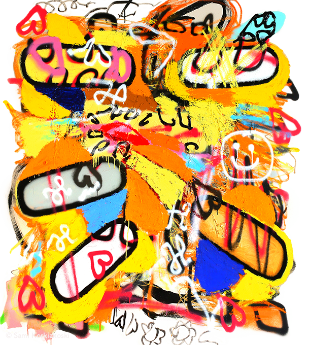 T-paita Sami Korkiakosken teoksella Smiley